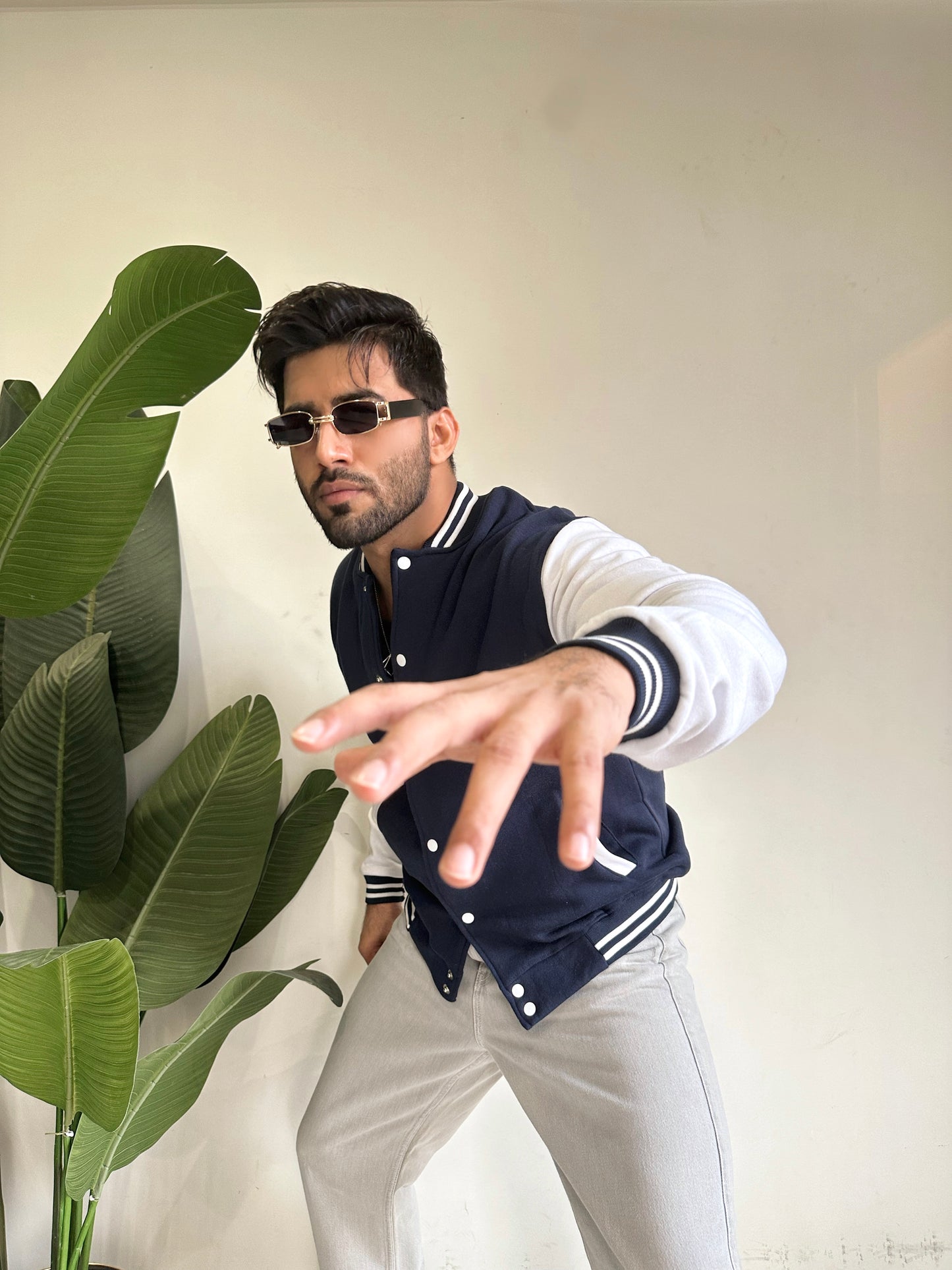 Navy Blue And White Baseball Jacket