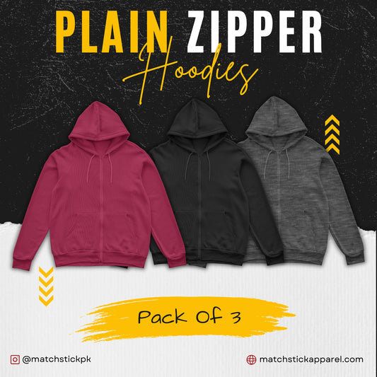 Pack Of 3 Zipper Hoodies