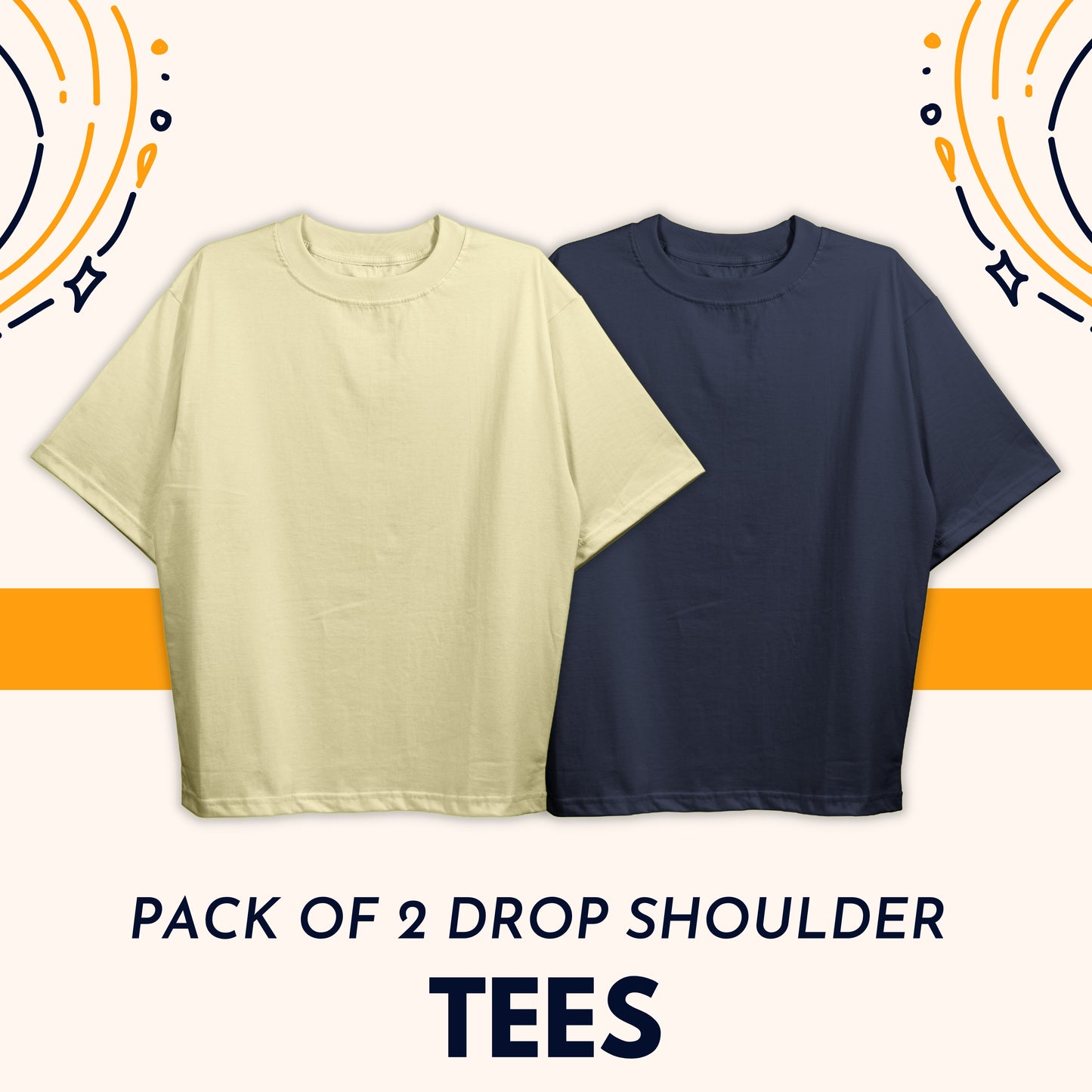 Pack Of 2 Drop Shoulder Tees