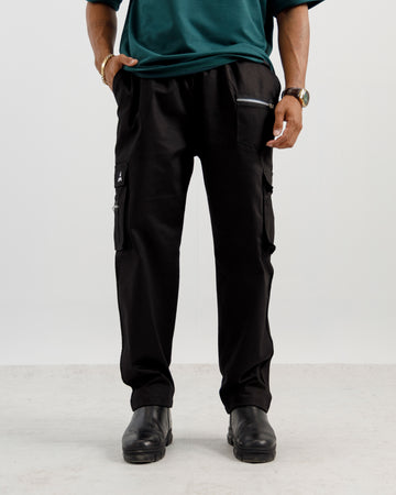 Black Straight Fit Cargo Pants